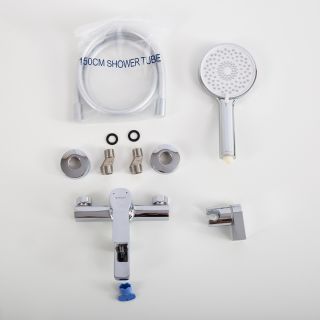 Смеситель для ванны и душа в комплекте с ручным душем, шлангом и держателем BelBagno ALBANO-VASM-CRM